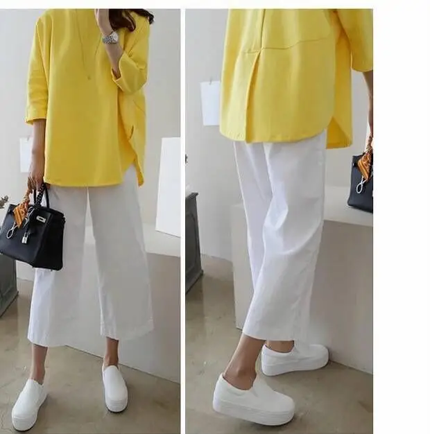 Women Linen Wide Leg Ankle Pants Summer Casual — feature 6