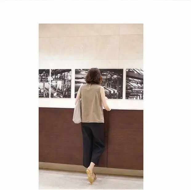 Women Linen Wide Leg Ankle Pants Summer Casual — feature 7