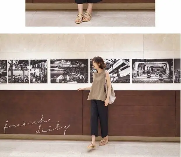 Women Linen Wide Leg Ankle Pants Summer Casual — feature 8