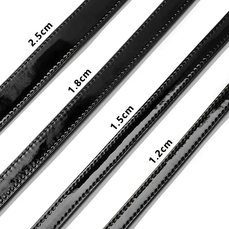 Black Patent Leather Shoulder Strap with Pin Buckle - Image 13