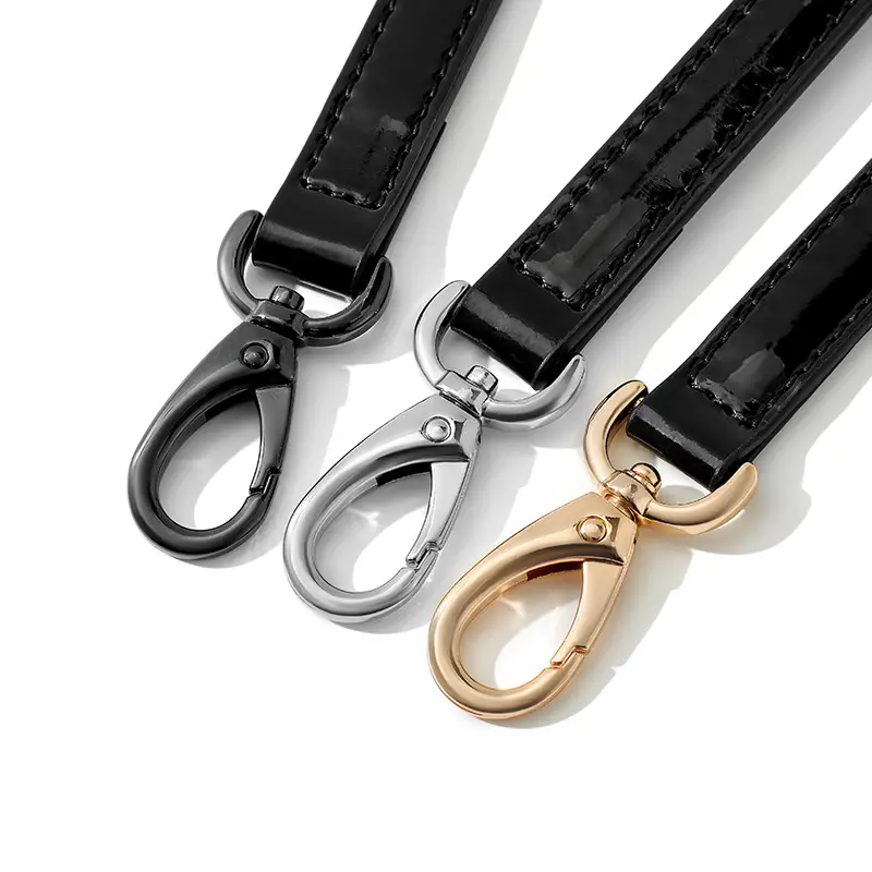 Black Patent Leather Shoulder Strap with Pin Buckle - Image 14