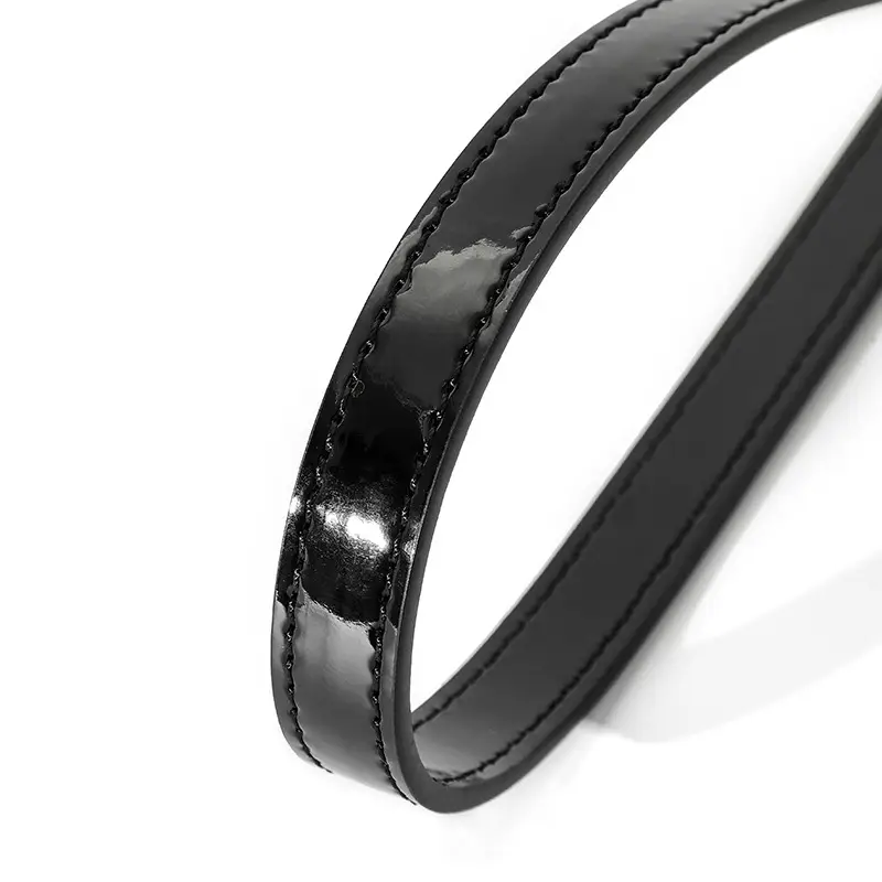 Black Patent Leather Shoulder Strap with Pin Buckle - Image 15