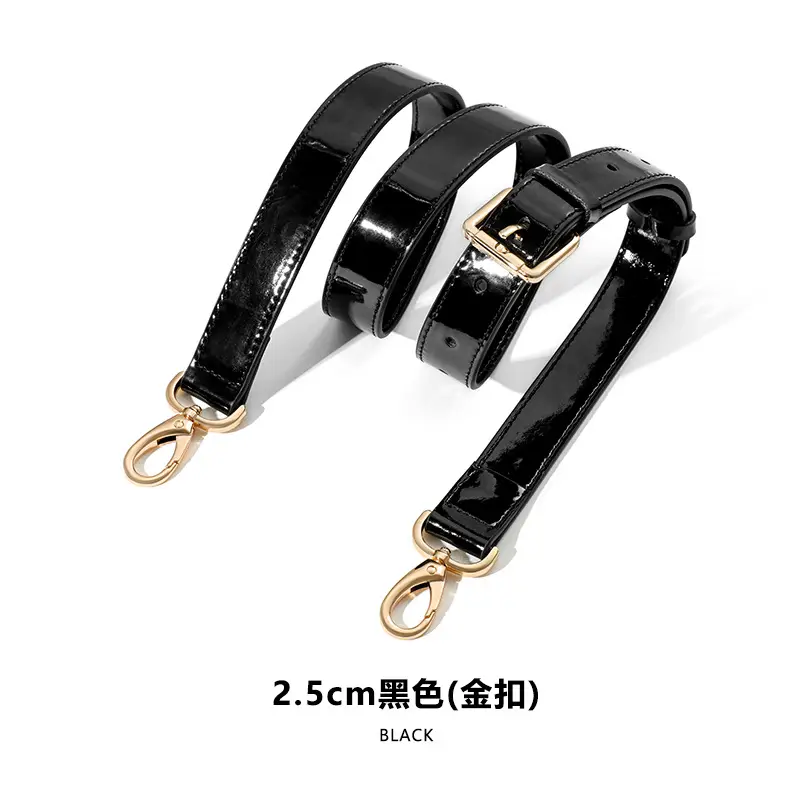 A- 25-2.5cm adjustable bright patent leather gold buckle (153#)