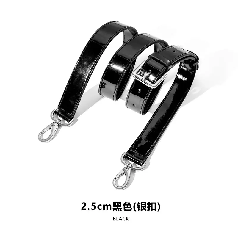 A- 25-2.5cm adjustable bright patent leather silver buckle (153#)
