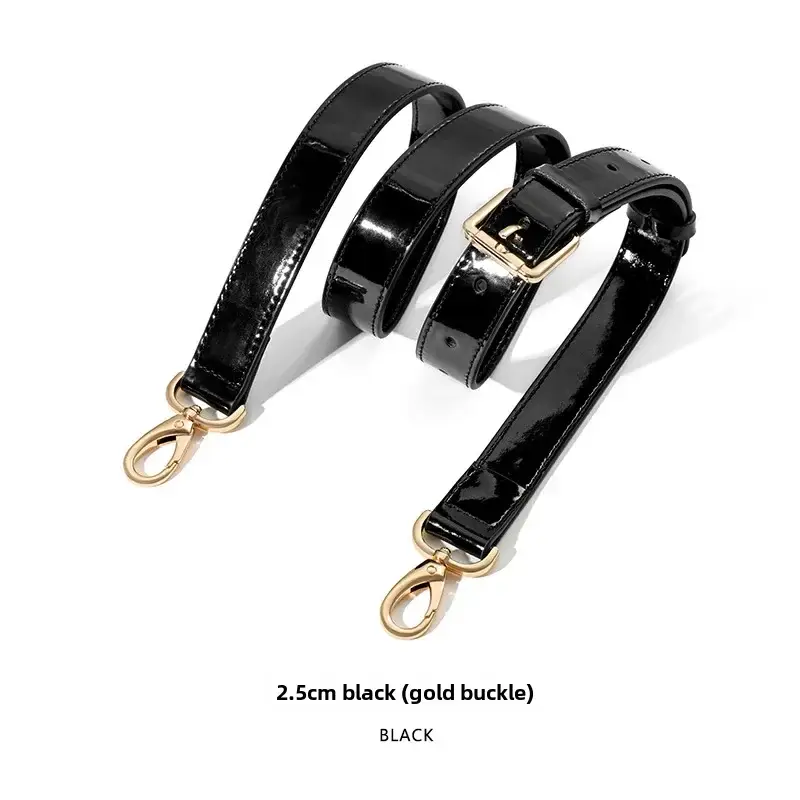 Black Patent Leather Shoulder Strap with Pin Buckle - Image 10