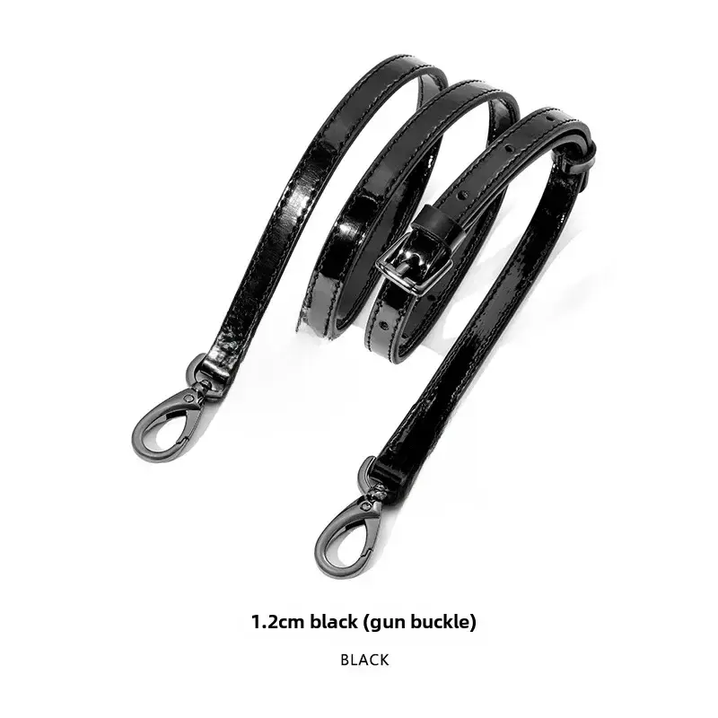Black Patent Leather Shoulder Strap with Pin Buckle - Image 3