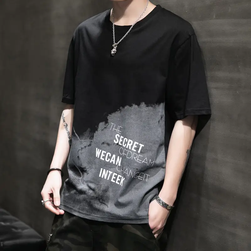 Men Printed T-Shirt White Graphic Short Sleeve