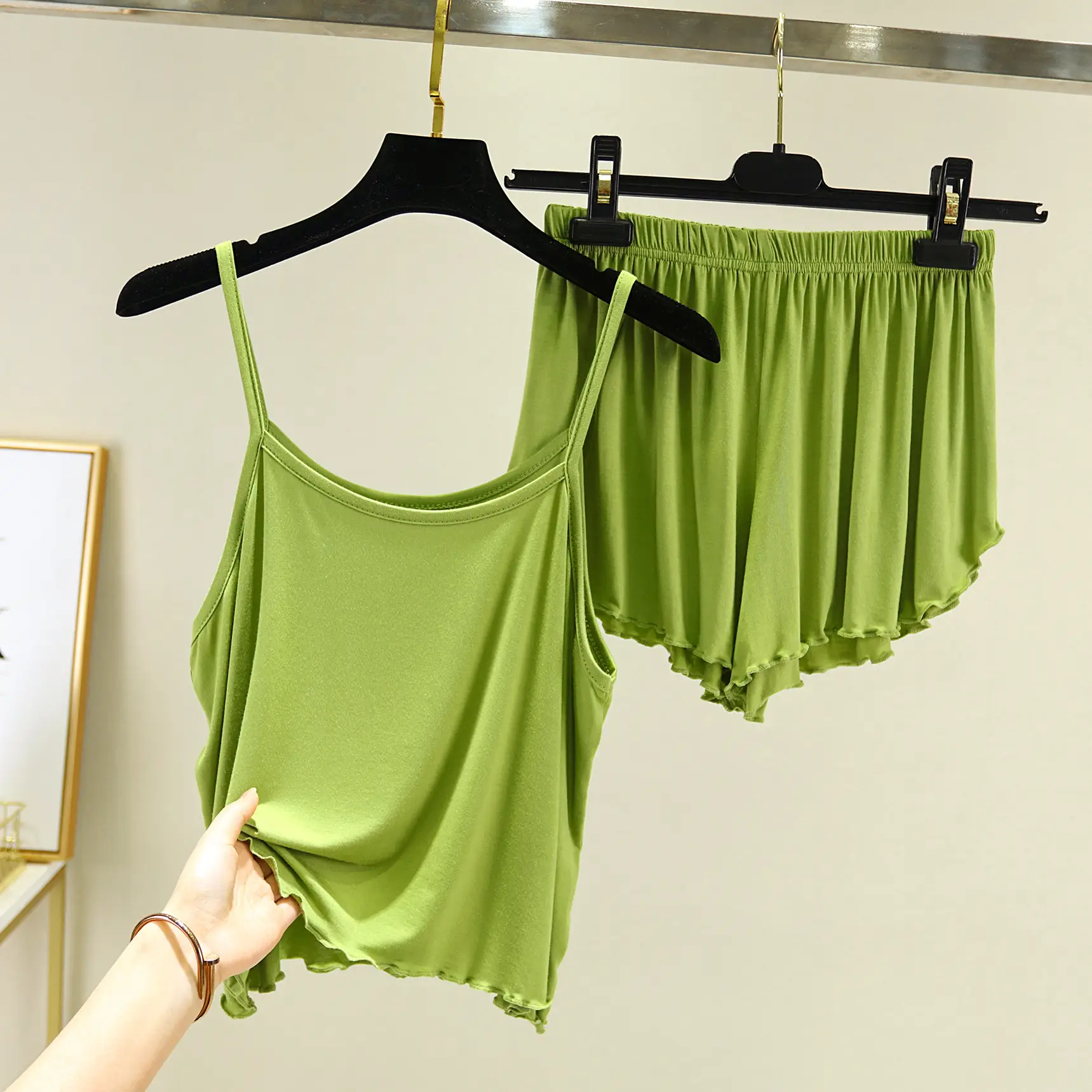 Green Modal Pajama Set for Women Large - Image 6