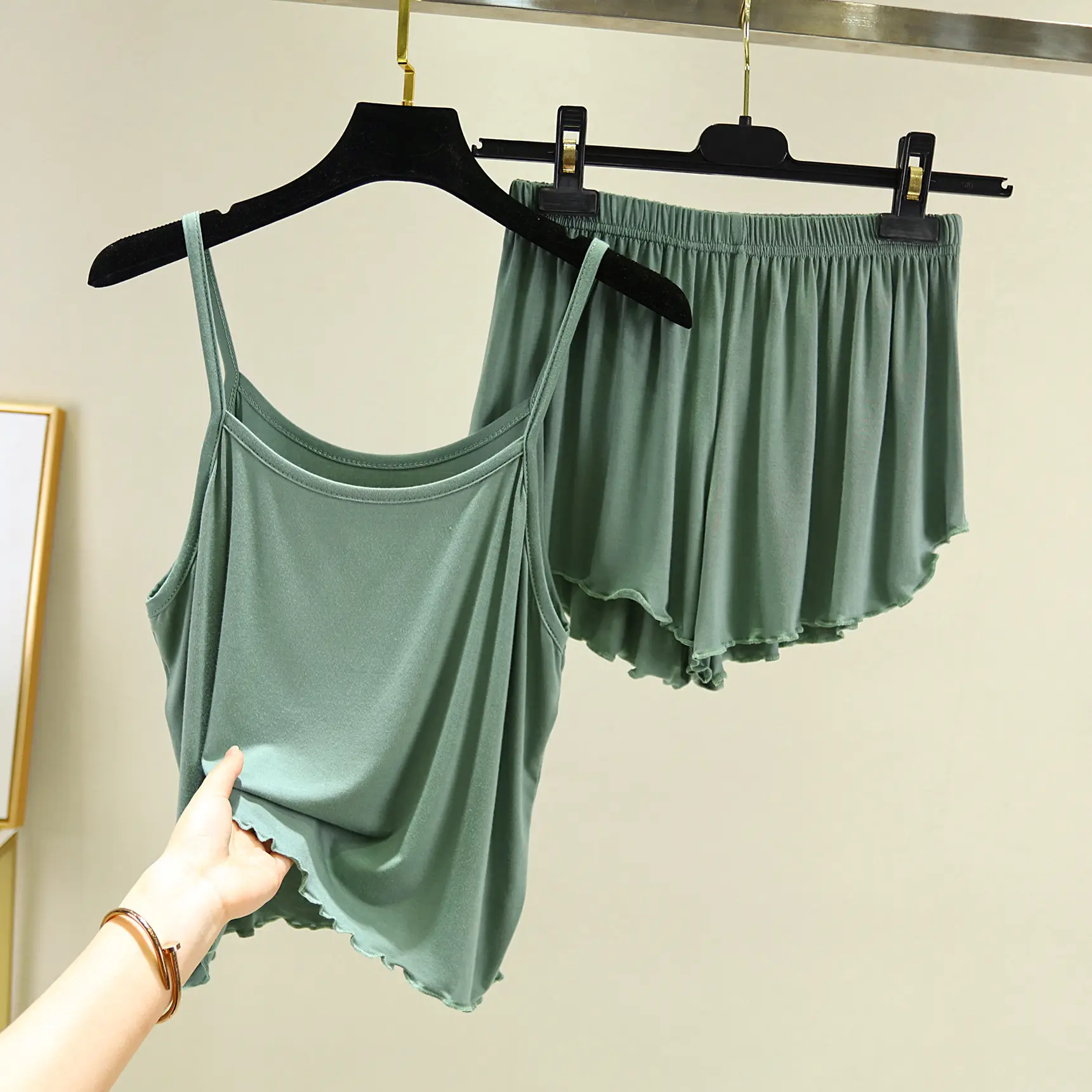 Green Modal Pajama Set for Women Large - Image 8