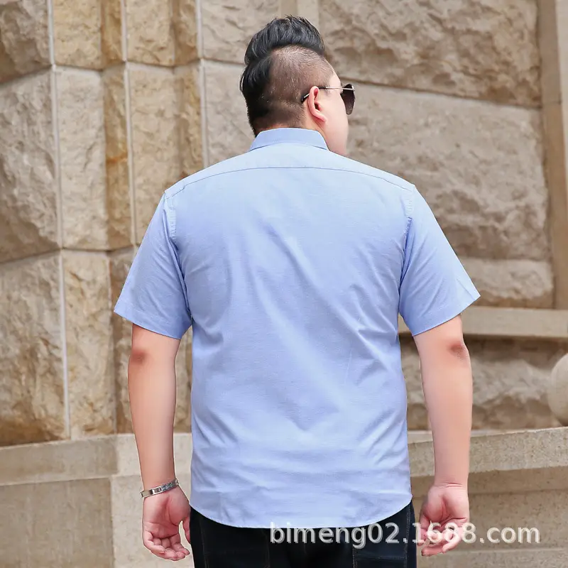 Fat Men Light Blue Short Sleeve Shirt Extra Large - Image 3