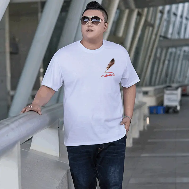 Men Cotton Printed T-Shirt White Large Size - Image 9