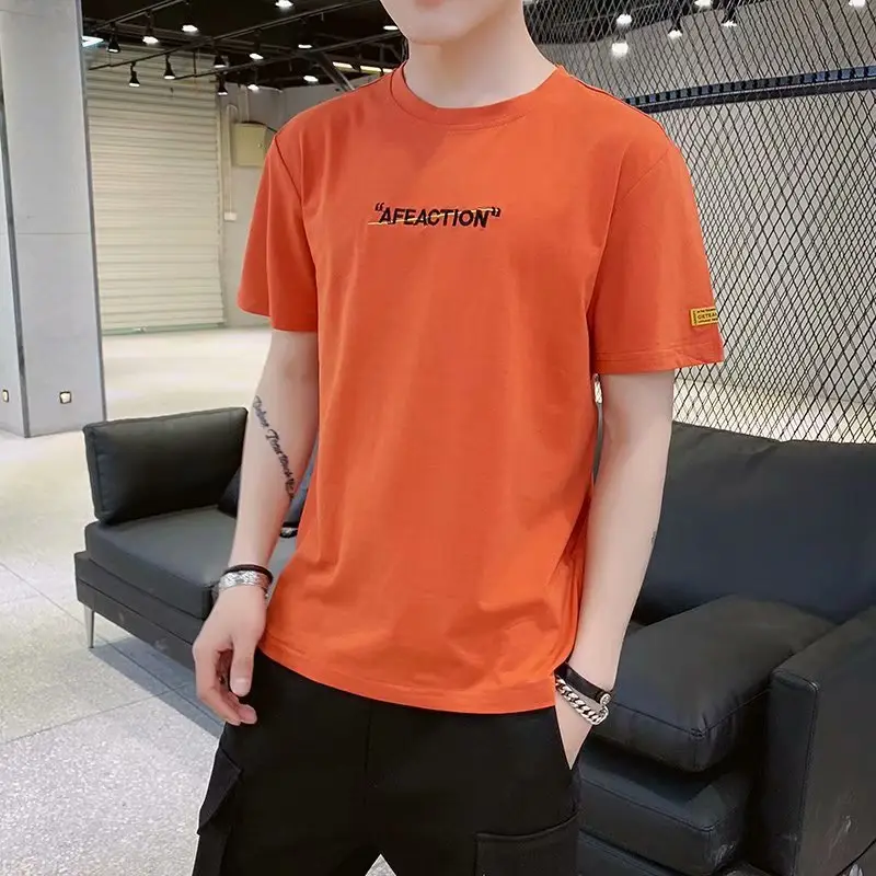 Men Black Graphic T-Shirt Short Sleeve Korean Style - Image 11
