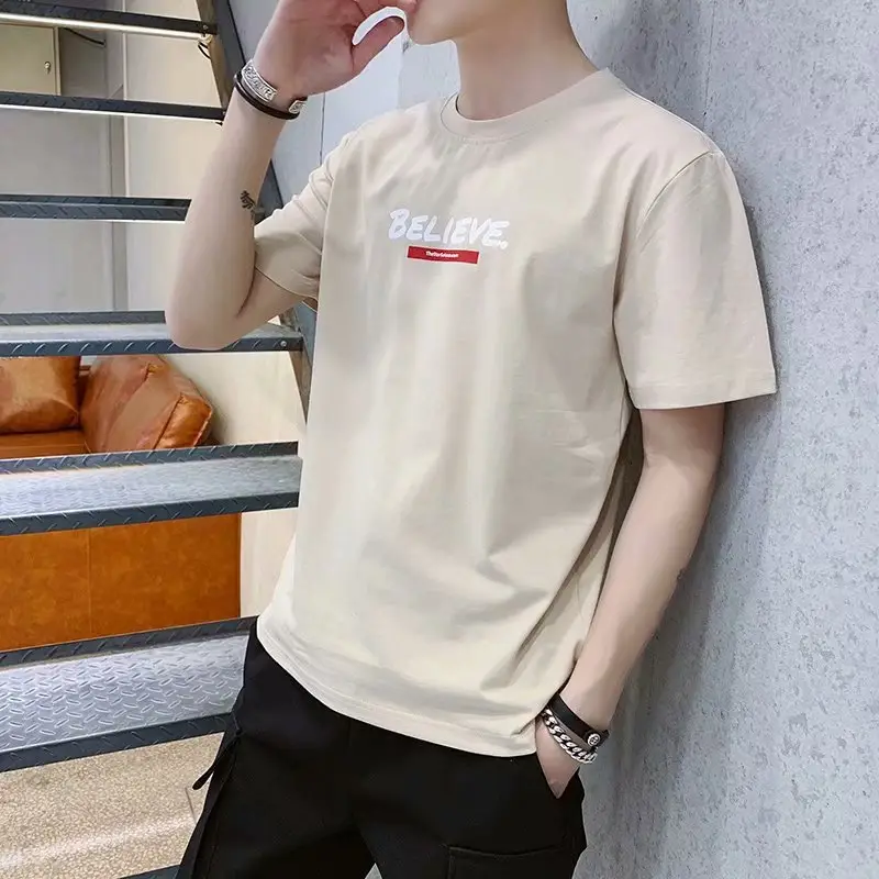 Men Black Graphic T-Shirt Short Sleeve Korean Style - Image 10