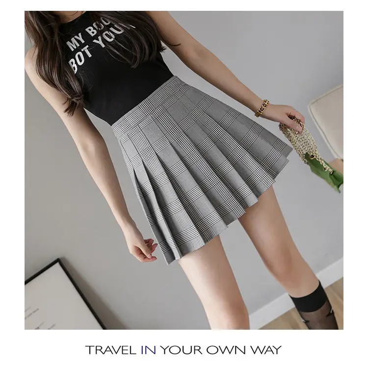 Women Plaid Pleated Skirt High Waist Summer 2025 - Image 9