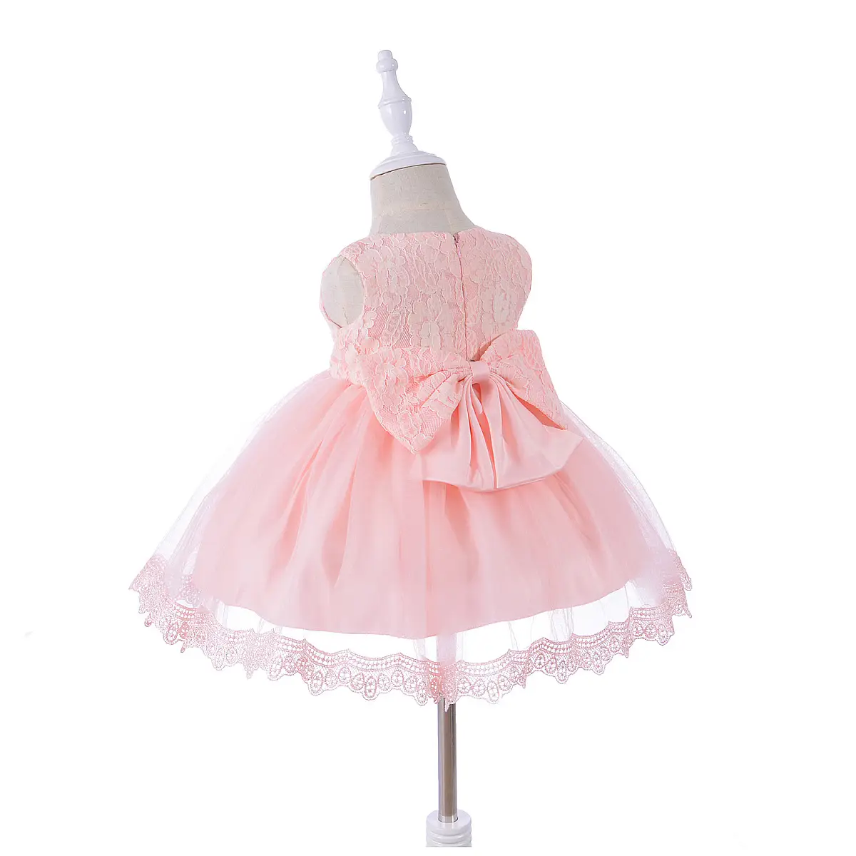 White Baby Wedding Dress with Lace Trim - Image 5