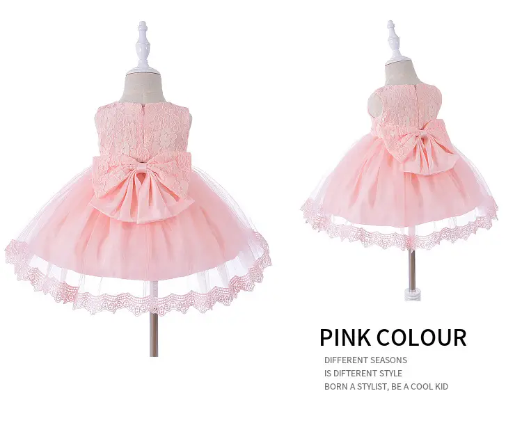 White Baby Wedding Dress with Lace Trim — feature 24