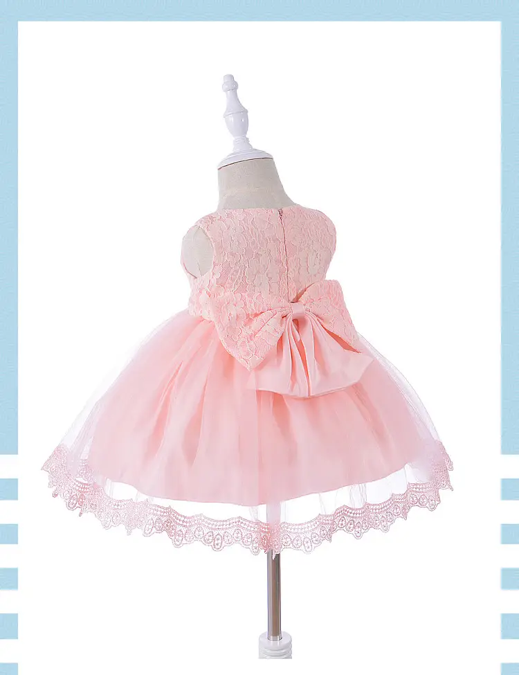 White Baby Wedding Dress with Lace Trim — feature 7