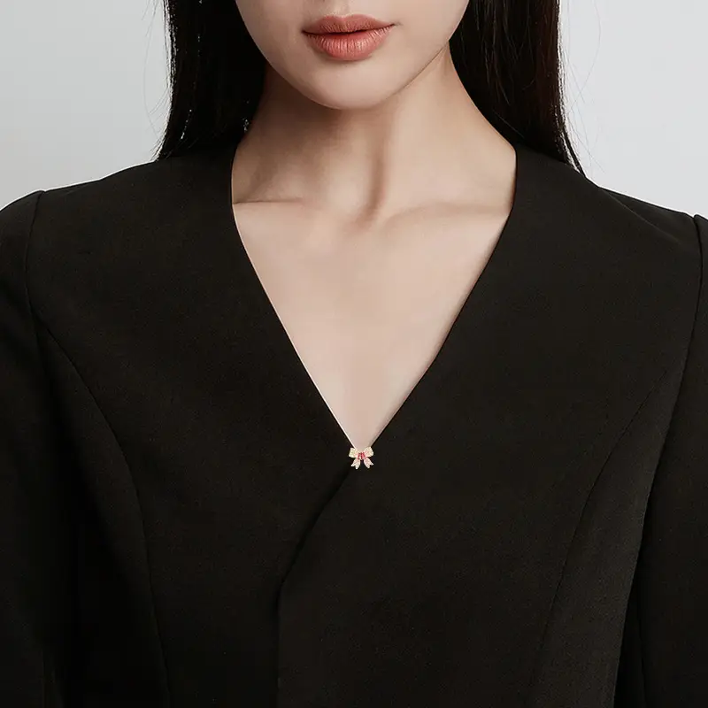 Mini Bow Collar Pin Buckle V-Neck Anti-Light Neck Pin Suit Badge Small Jewelry - Image 6