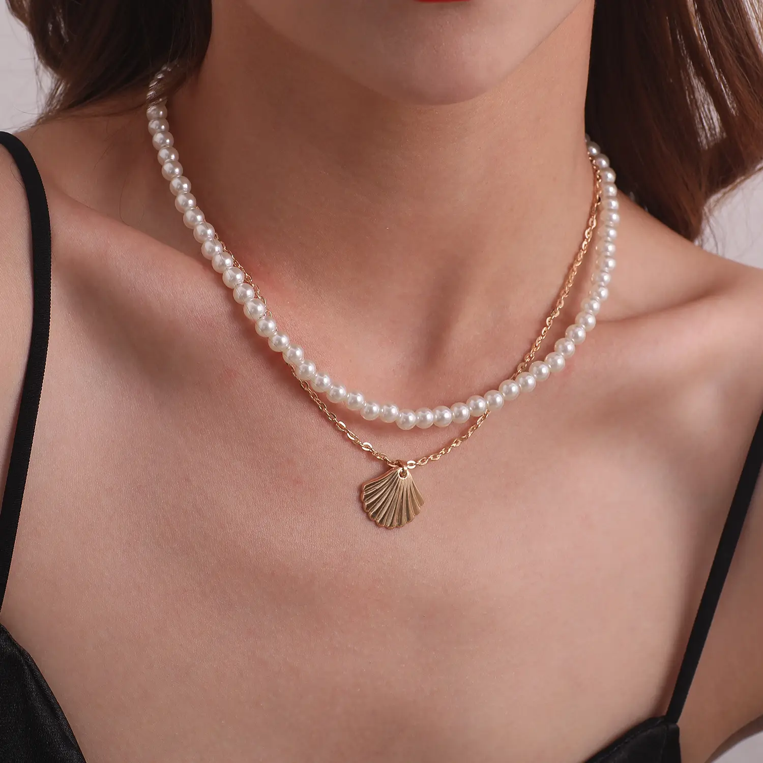 Elegant Pearl Scallop Necklace for Women