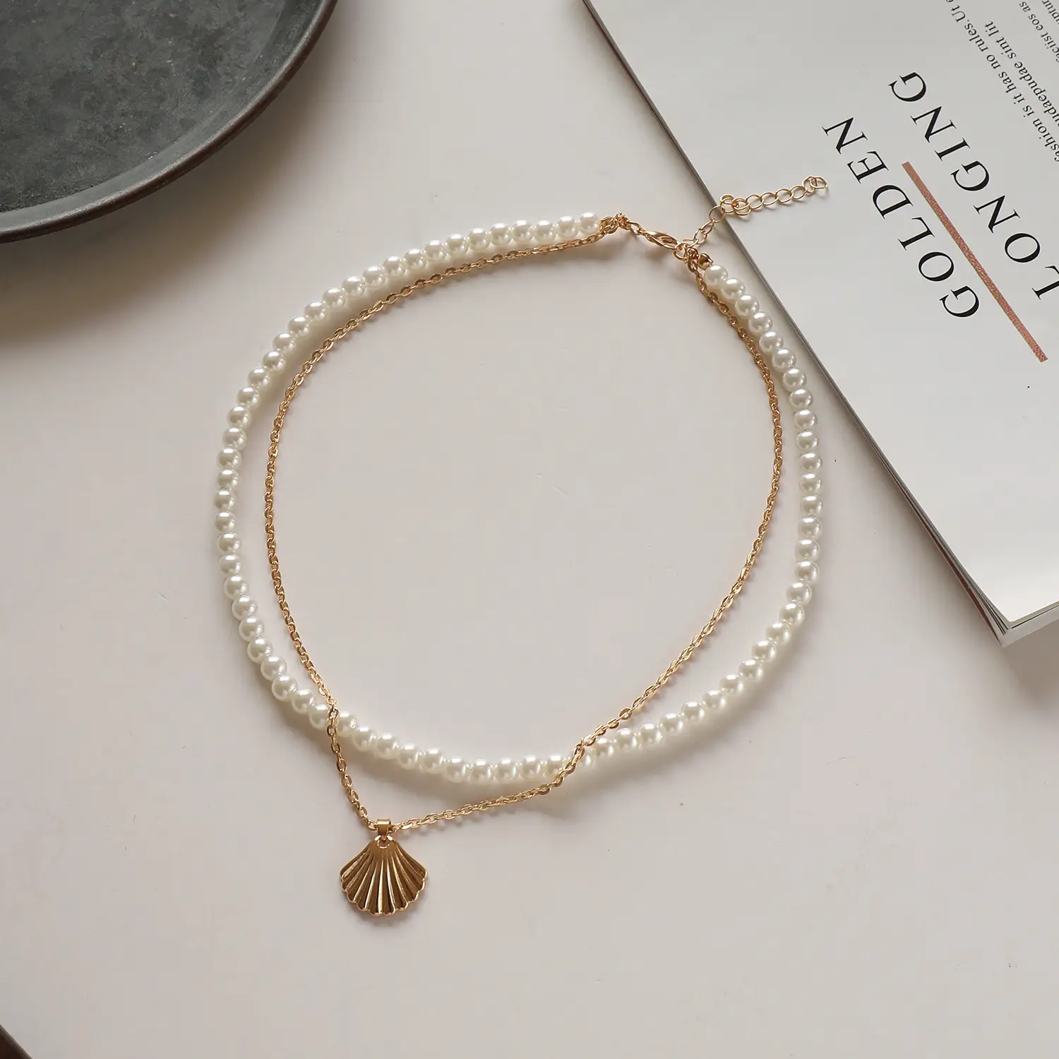 Elegant Pearl Scallop Necklace for Women