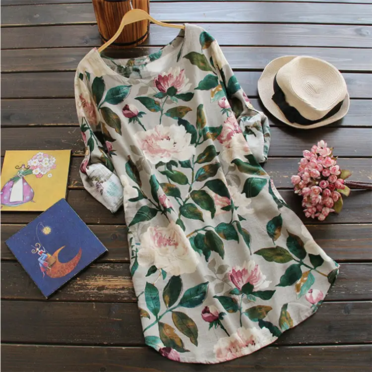 2025 Printed European Crewneck Dress Floral Print - Image 6