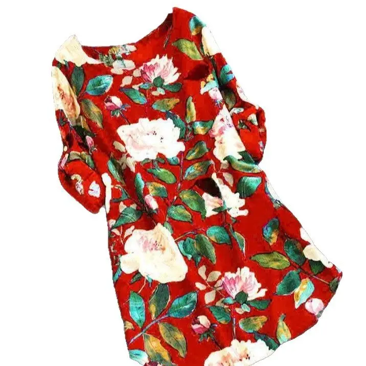 2025 Printed European Crewneck Dress Floral Print - Image 9