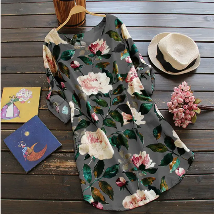 2025 Printed European Crewneck Dress Floral Print — feature 5