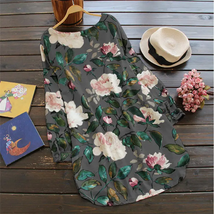 2025 Printed European Crewneck Dress Floral Print — feature 6