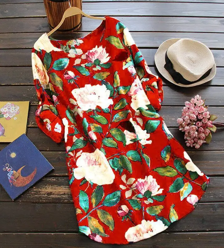 2025 Printed European Crewneck Dress Floral Print — feature 7