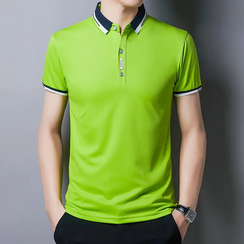 Men Slim Fit Grey Polo T-Shirt with Collar - Image 5