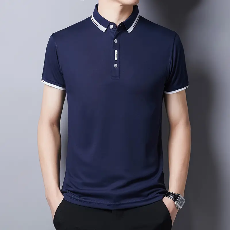 Men Slim Fit Grey Polo T-Shirt with Collar - Image 6