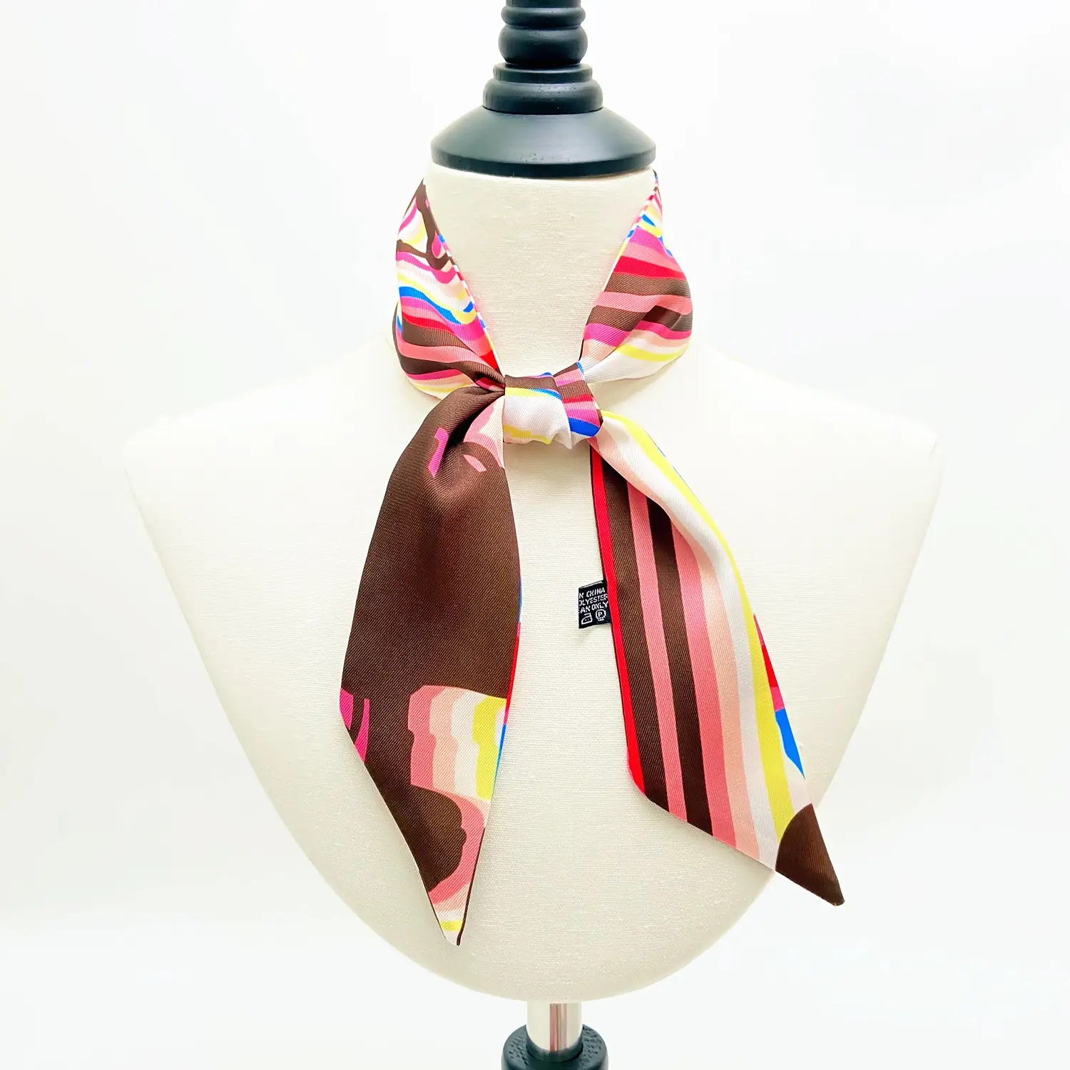 Women Silk Scarf with Rainbow Design for Women - Image 7