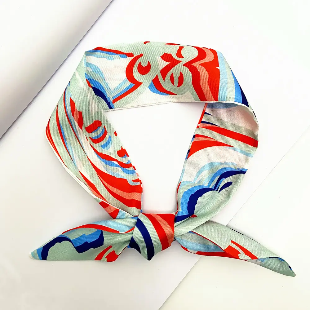 Women Silk Scarf with Rainbow Design for Women - Image 8