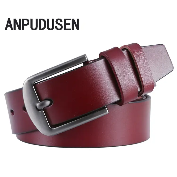 Red Genuine Leather Belt 3.8cm for Men - Image 4