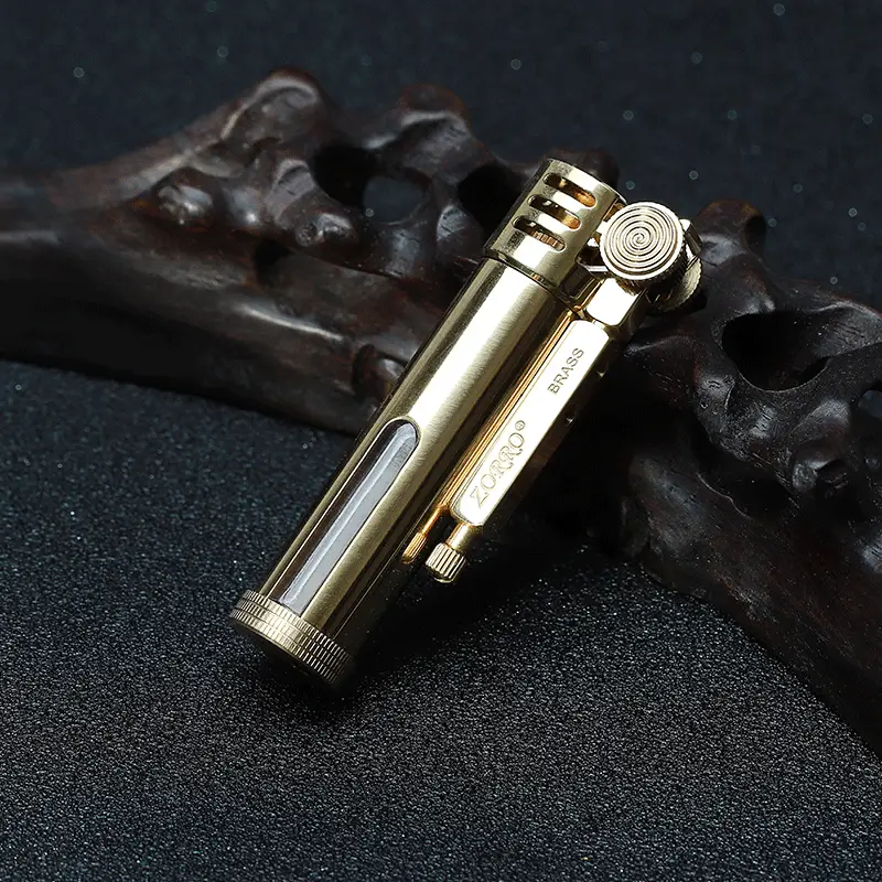 Zorro Kerosene Lighter Brass Windproof Retro Glass Transparent Oil Silo Wholesale - Image 9