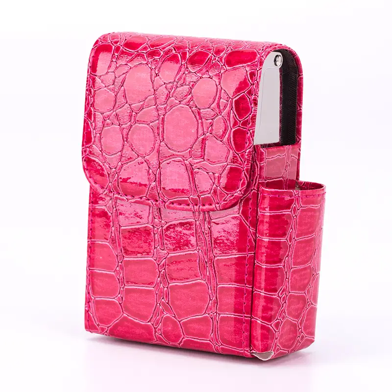 Black Croc Leather 20-Pack Lighter Box with Cigarette Bag - Image 10