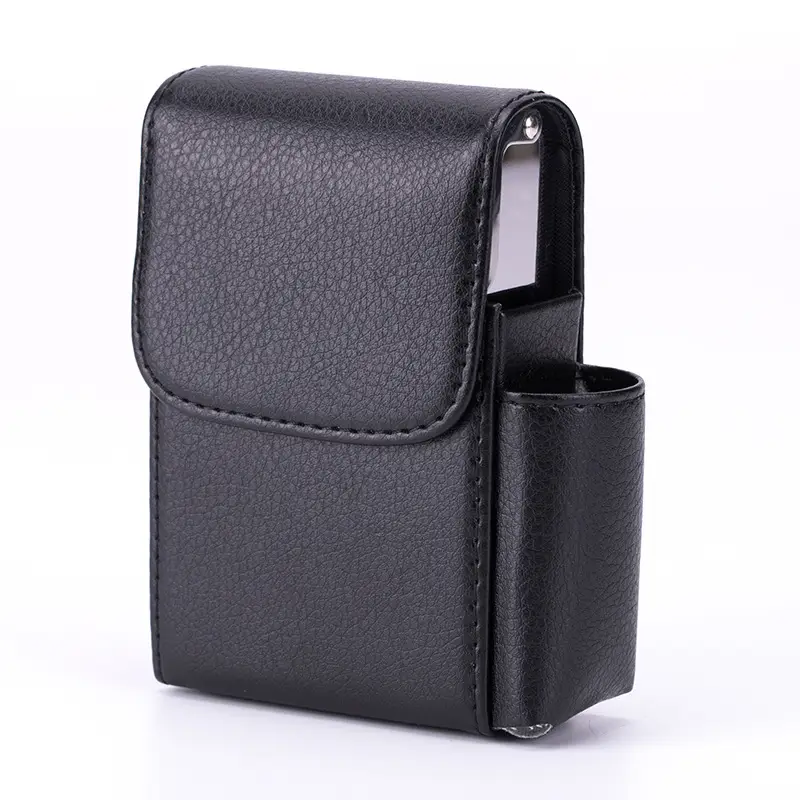 Black Croc Leather 20-Pack Lighter Box with Cigarette Bag - Image 6