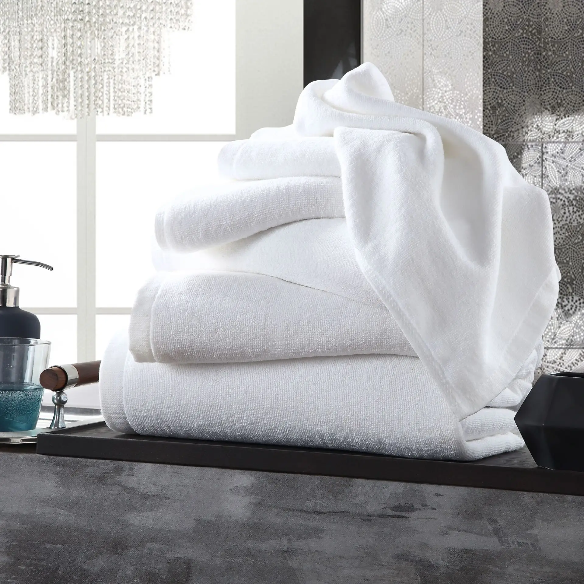 White Pure Cotton 32-Line Towels Set - Image 5