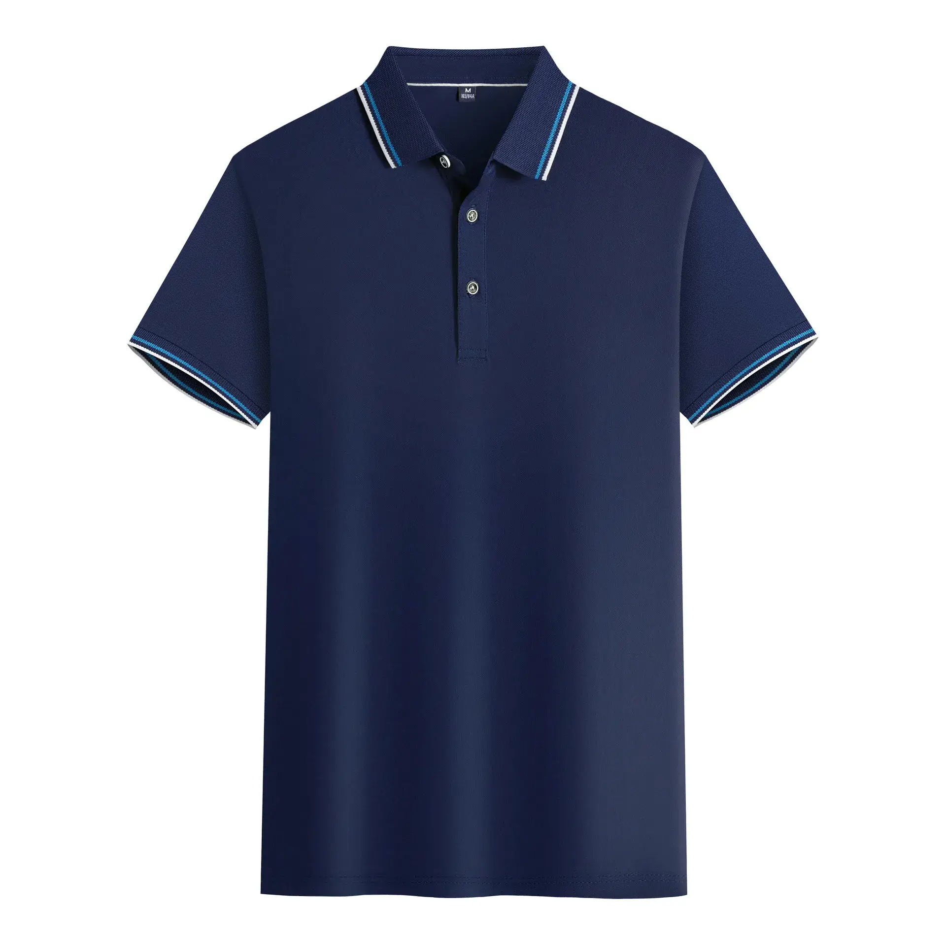Men's Blue Polo Shirt with White Trim - Image 8