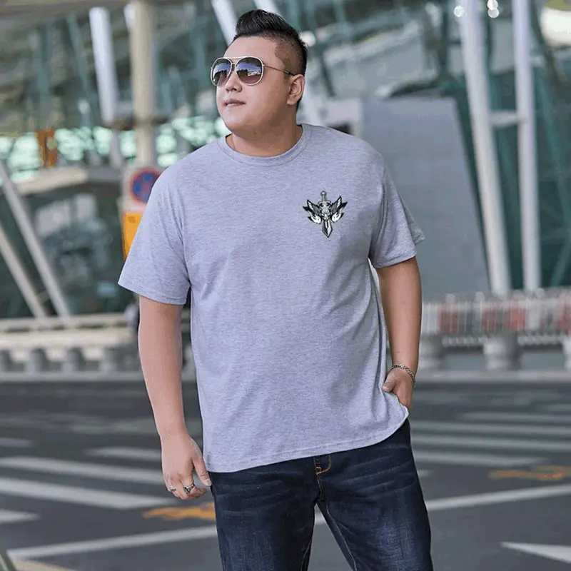 Men Cotton Printed T-Shirt Black Plus Size Loose Fit - Image 2