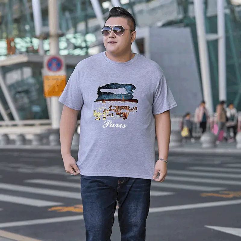 Men Cotton Starry Sky T-Shirt Grey Plus Size - Image 3