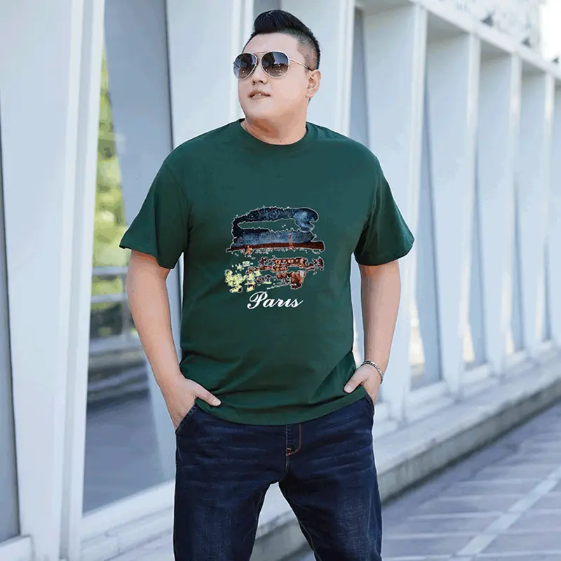 Men Cotton Starry Sky T-Shirt Grey Plus Size - Image 4