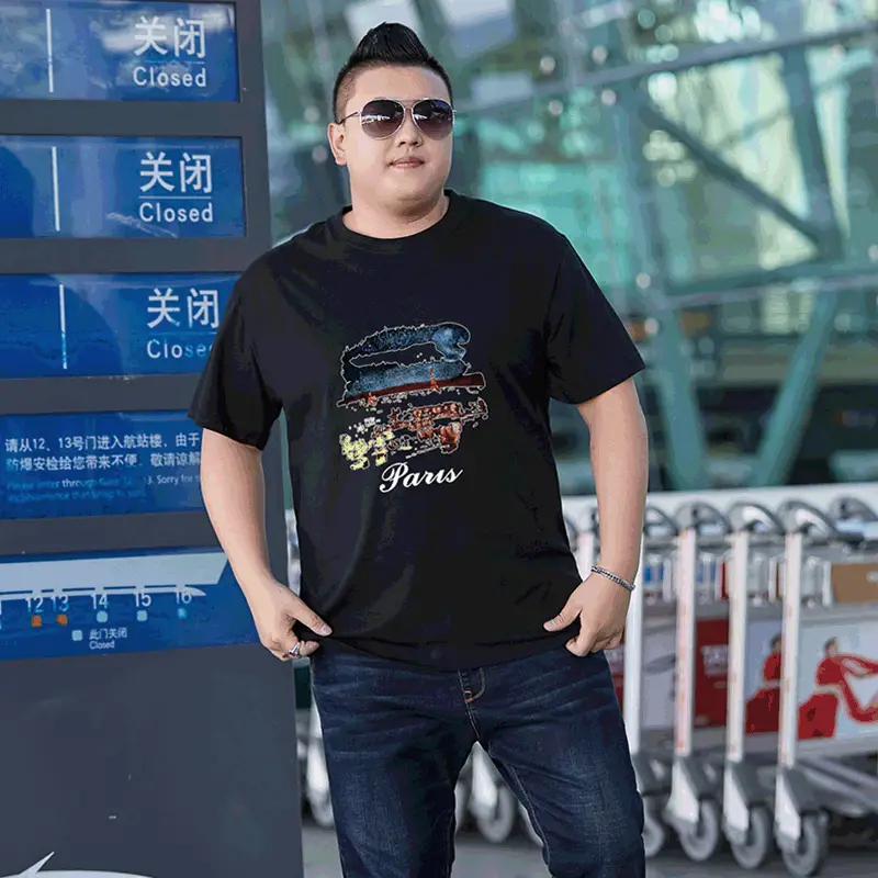 Men Cotton Starry Sky T-Shirt Grey Plus Size - Image 5