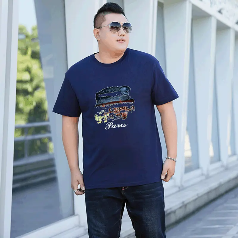Men Cotton Starry Sky T-Shirt Grey Plus Size - Image 6