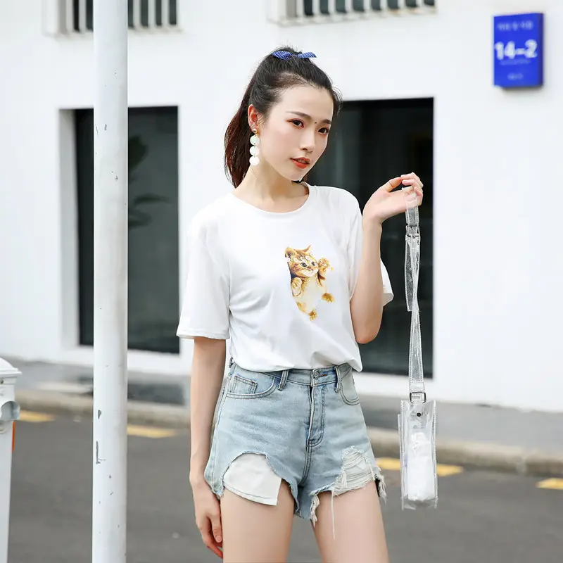 Women Printed T-Shirt Summer Casual Loose Sleeve - Image 3