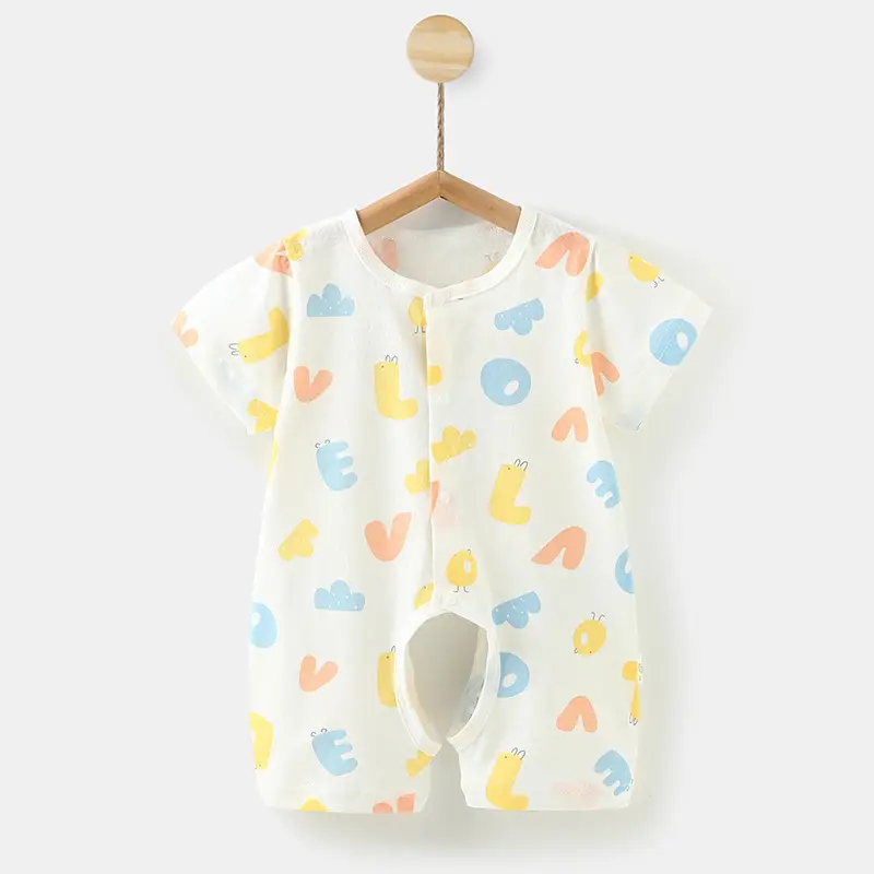 Baby Cotton Short Sleeve Jumpsuit 0-1Yr Summer
