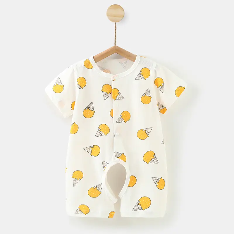 Baby Cotton Short Sleeve Jumpsuit 0-1Yr Summer