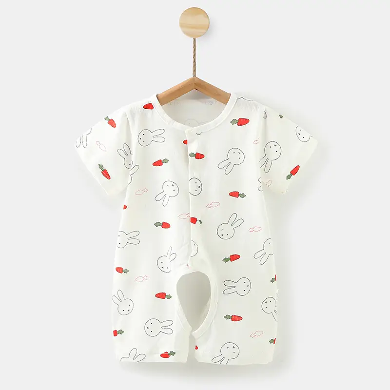 Baby Cotton Short Sleeve Jumpsuit 0-1Yr Summer