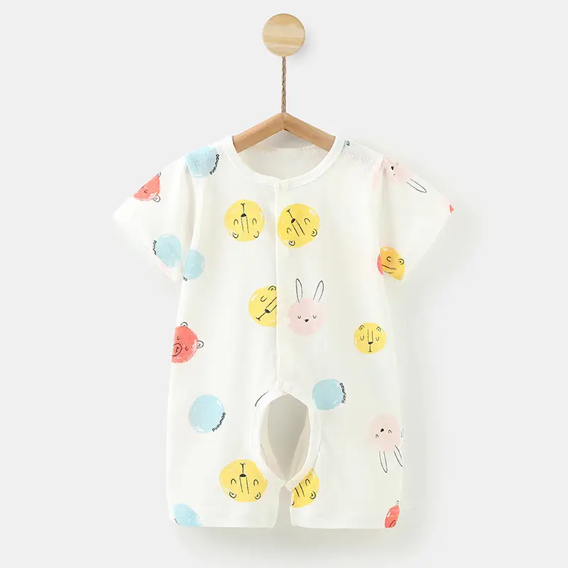 Baby Cotton Short Sleeve Jumpsuit 0-1Yr Summer