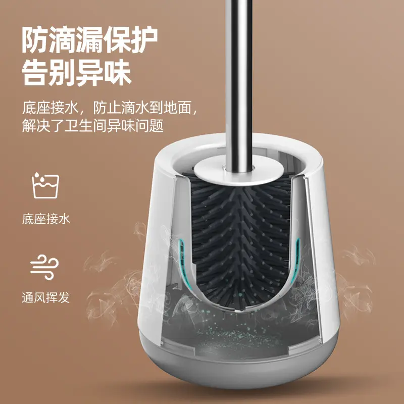 TPR Toilet Brush No Dead Angle Soft Hair Cleaning Set - Image 3